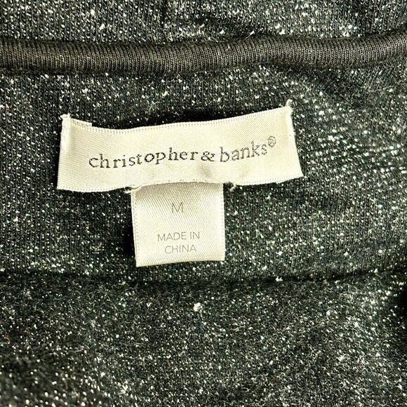 Christopher & Banks Black Silver Cowlneck Pullover Sweatshirt Misses Size M - Picture 8 of 8